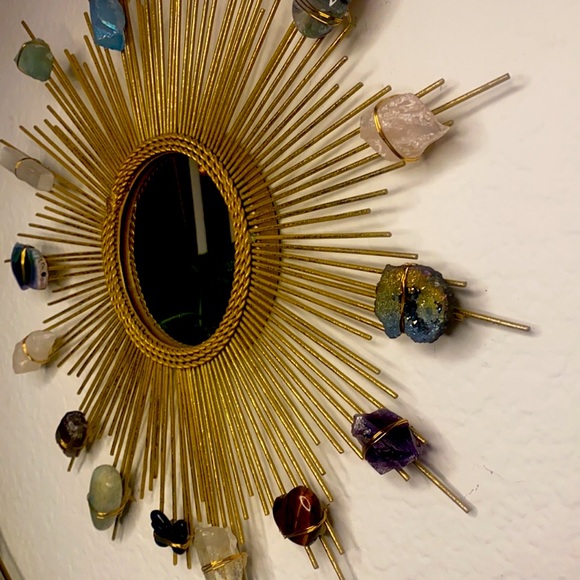 Alectrona Sunburst Crystal Wall Hanging Mirror - Picture 4 of 6